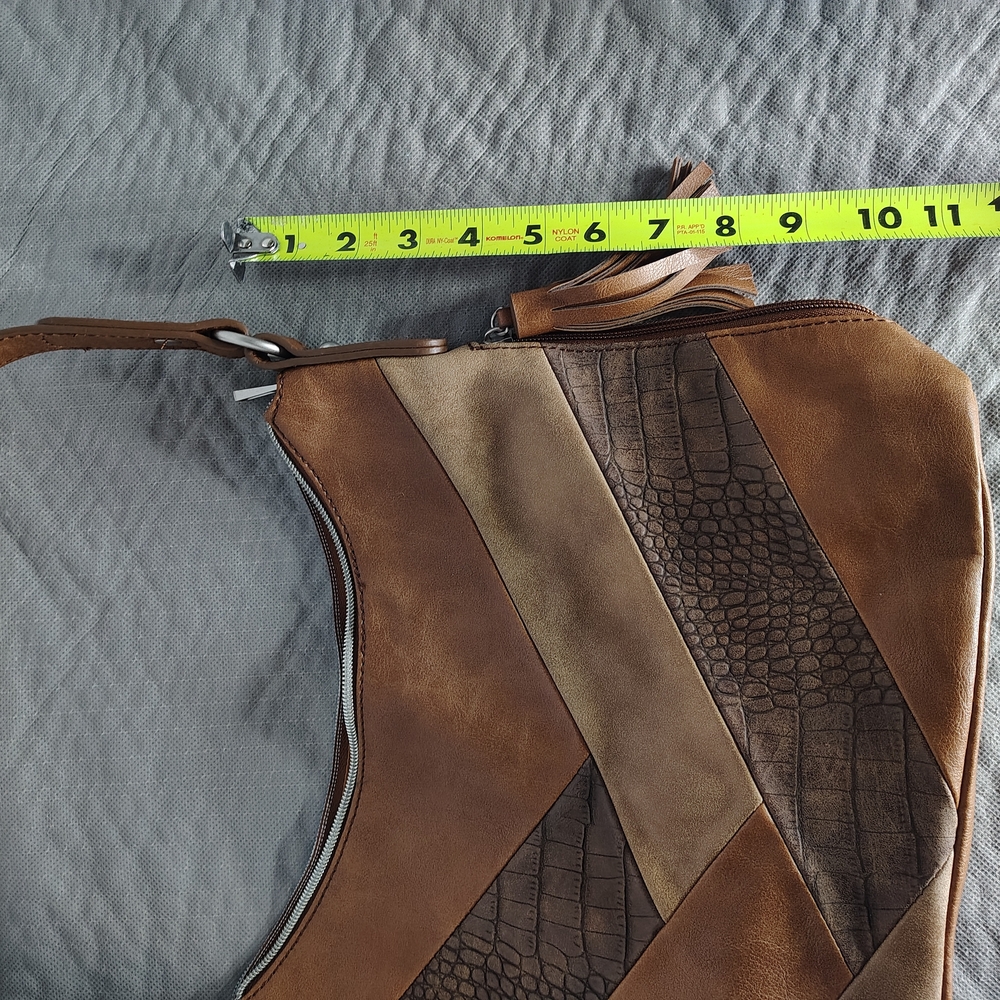 Relic Chevron Leather Brown Patchwork Sholder Str… - image 8